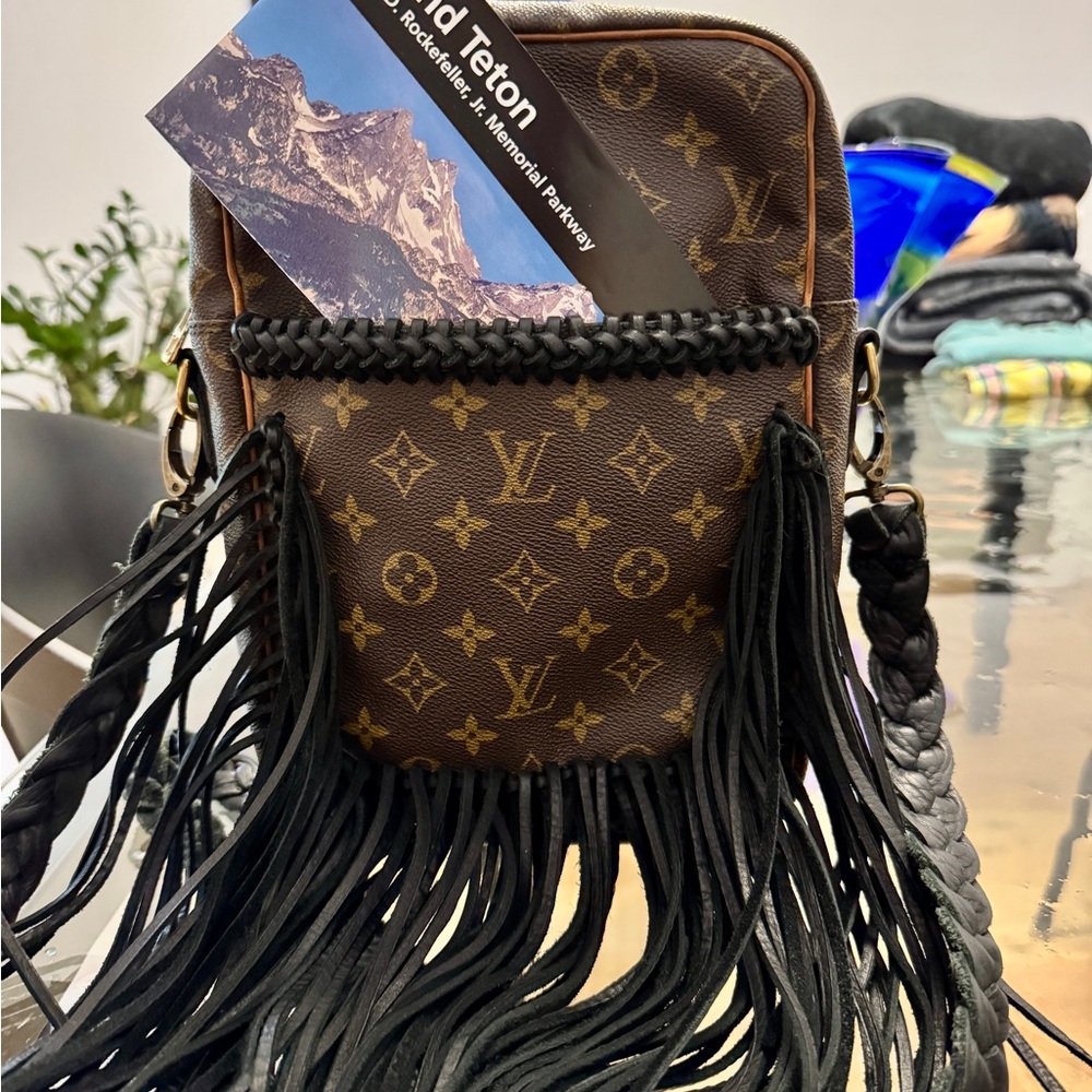 Louis Vuitton Black and Brown Crossbody Bag with Fringe